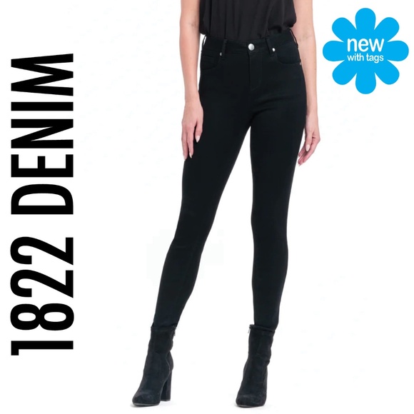NWT 🦋 1822 Slim Straight Black Jeans | size: 6 - Picture 1 of 14